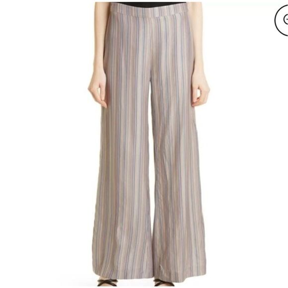 Samsoe Samsoe Multicolored Striped Wide Leg Elina Trousers Pants Size Medium - Picture 1 of 7